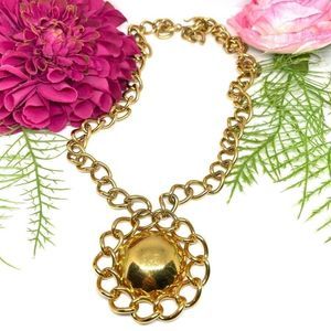 VINTAGE⚜️RARE MONET Golden Chain Medallion Necklace